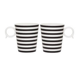 Set of two black and white strip mugs