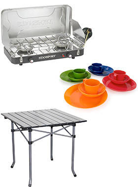 Different kinds of camping cookware