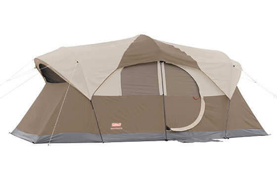 Coleman 10 person tent in tan and camel color