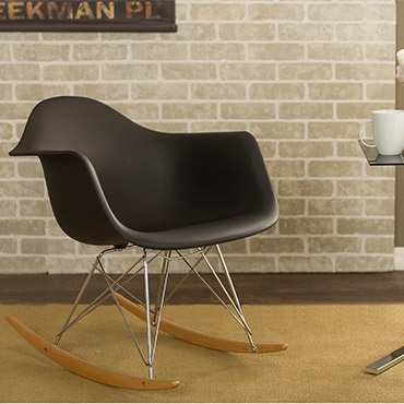 Black mid-century modern rocking chair