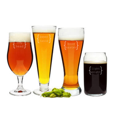 Specialty beer glasses with funny sayings written on them (set of 4)