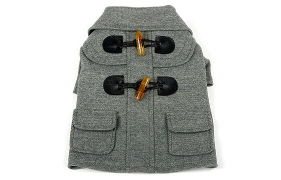 Grey toggle closure woold pet coat