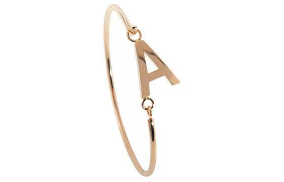 14 K rose gold plated initial bangles