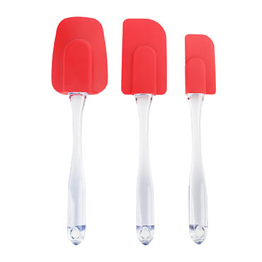 Set of 3 silicone kitchen spatula in red