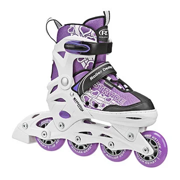 Purple and white girls adjustable inline skates 