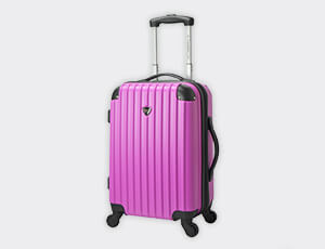 Pink 20- inch expandable hardside carry-on spinner suitcase 
