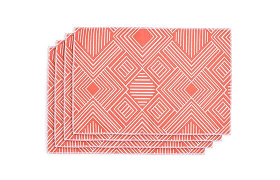 Coral polyester placemats pack of 4