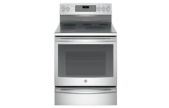 GE  electric convection range with warming drawer in stainless steel