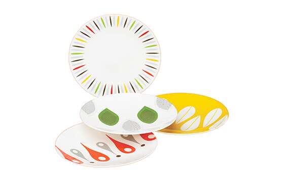 Mid-century modern inspired party plates set of four