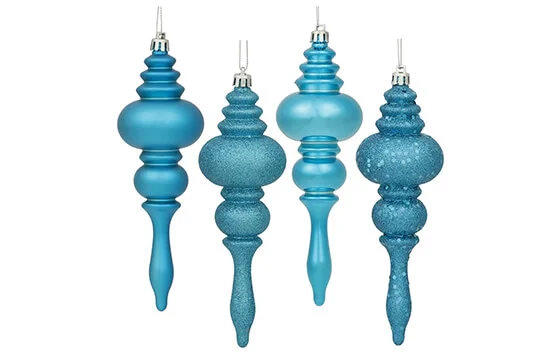Pack of 8 turquoise assorted finial ornaments