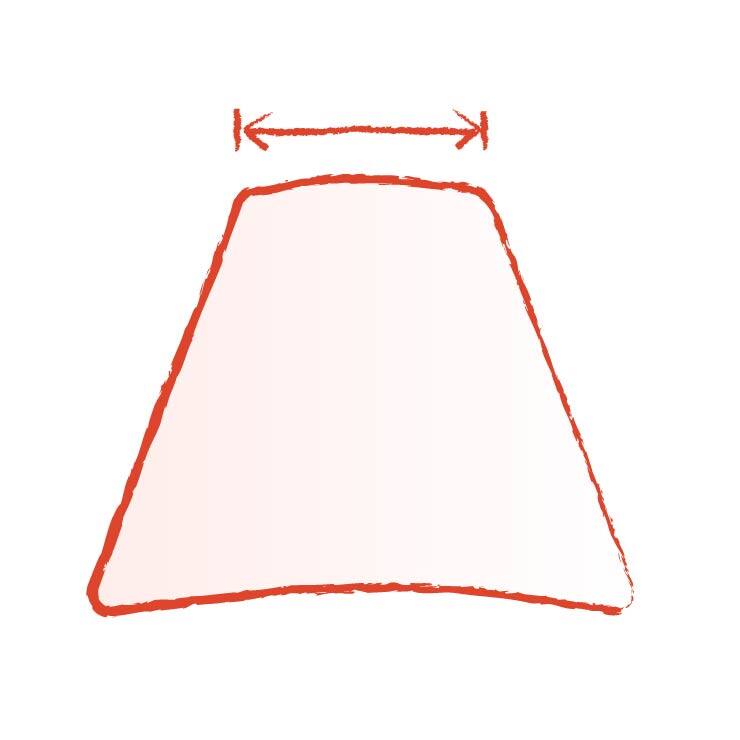 Illustration of the top diameter of a lamp shade being measured