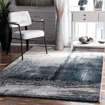 Blue, white and gray abstract modern rug