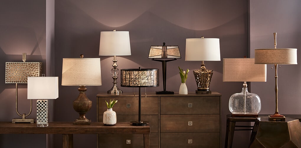 A collage of table lamps