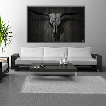 Wall Photography Black and White Steer Skull