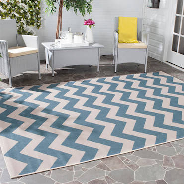 Blue and White Patterned Rug
