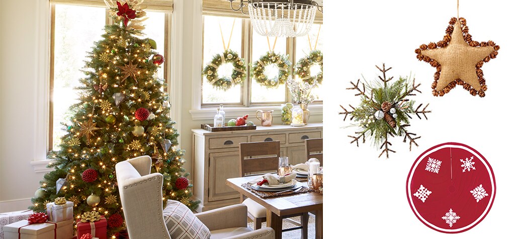 Country-themed Christmas tree and decor