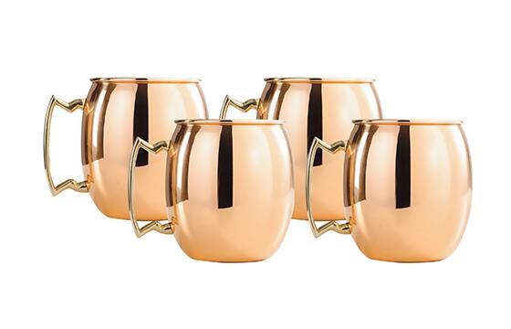 Set of 4 copper mugs