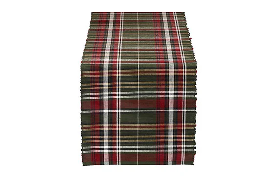 Red and green plaid table cloth