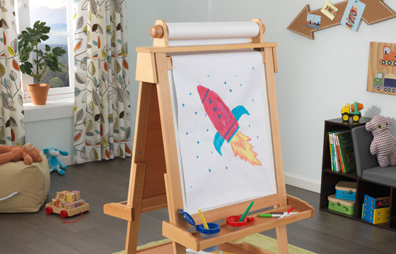 Easel with children's art