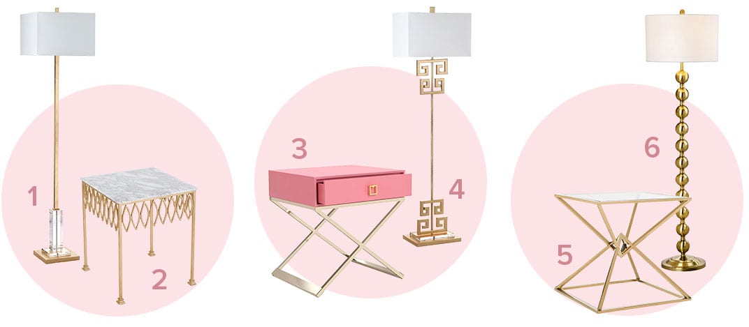 The perfect pair of glam floor lamps and end tables
