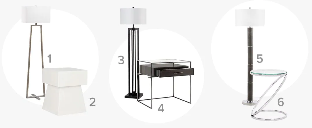 The perfect pair of modern floor lamps and end tables