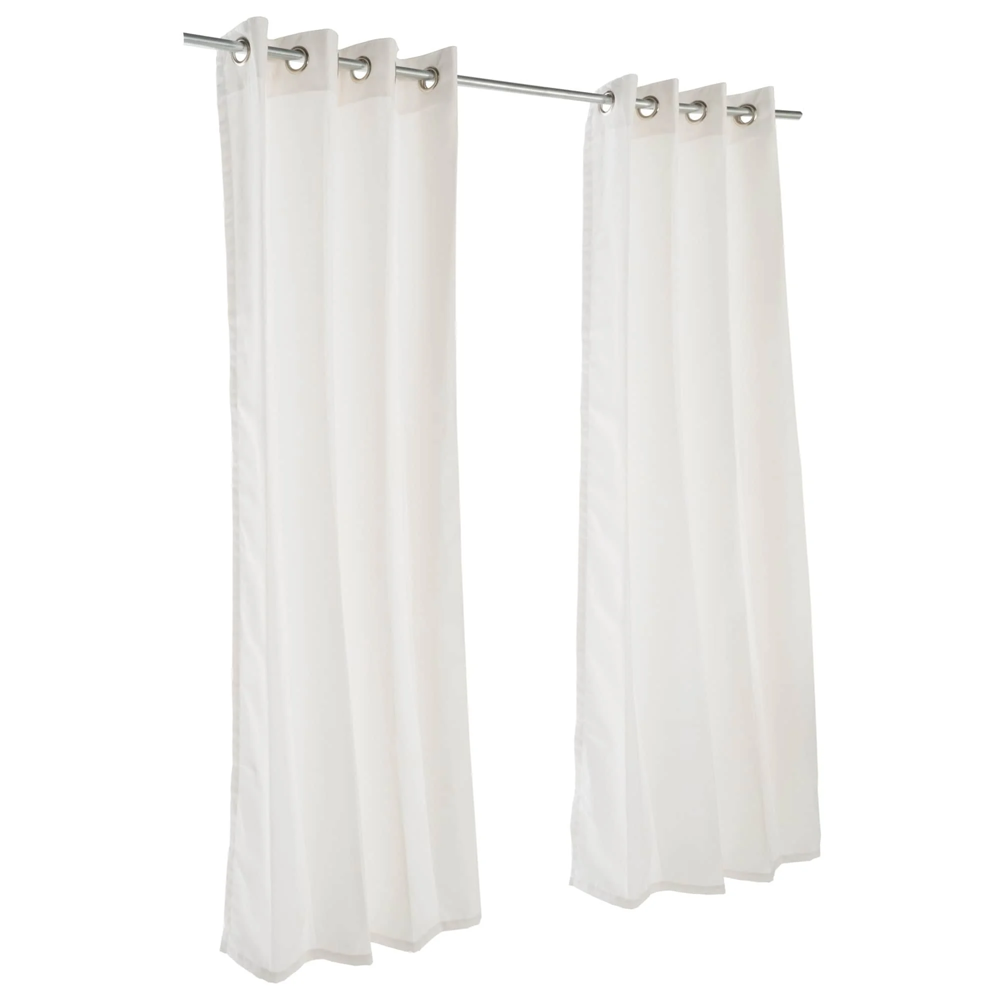 White draped curtains. 